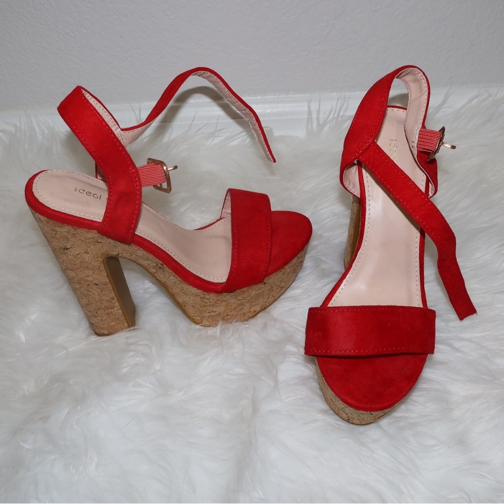 Red cork heels - Picture 2 of 3